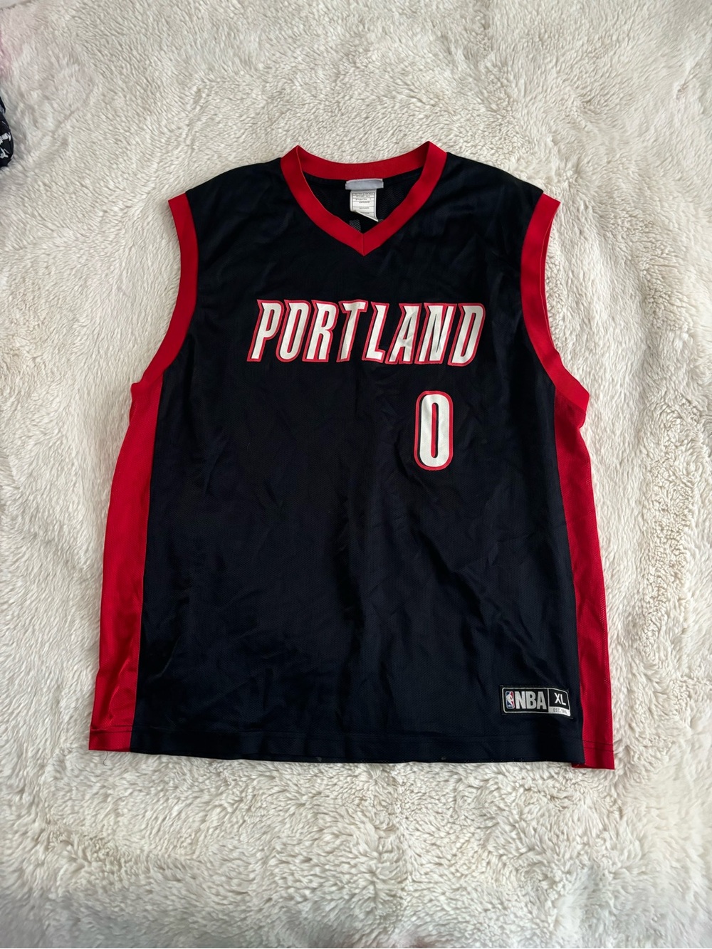 NBA Portland Trailblazers Lillard Black & Red Basketball Jersey